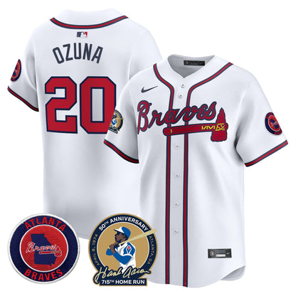 Men's Atlanta Braves Hank Aaron 715th Home Run Patch Vapor Premier Limited Jersey - All Stitched