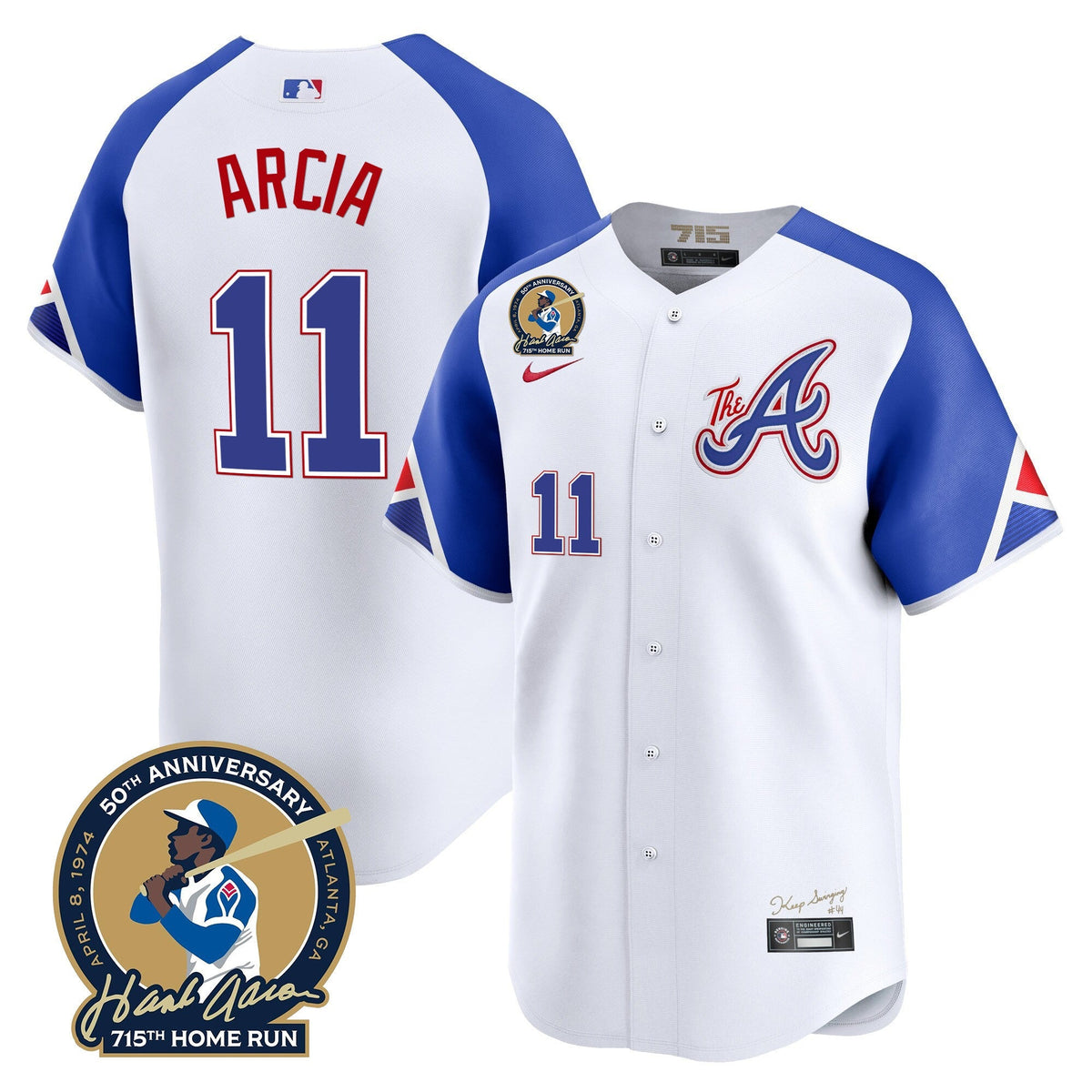 Atlanta Braves Hank Aaron 715th Home Run Patch Vapor Premier Limited Jersey V2 - All Stitched