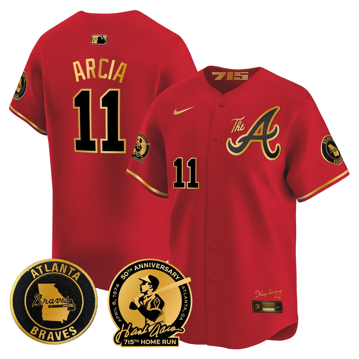 Atlanta Braves Hank Aaron 715th Home Run Patch Vapor Premier Limited Jersey V2 - All Stitched