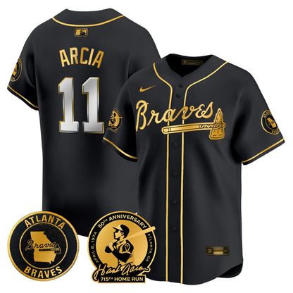 Men's Atlanta Braves Hank Aaron 715th Home Run Patch Vapor Premier Limited Jersey - All Stitched