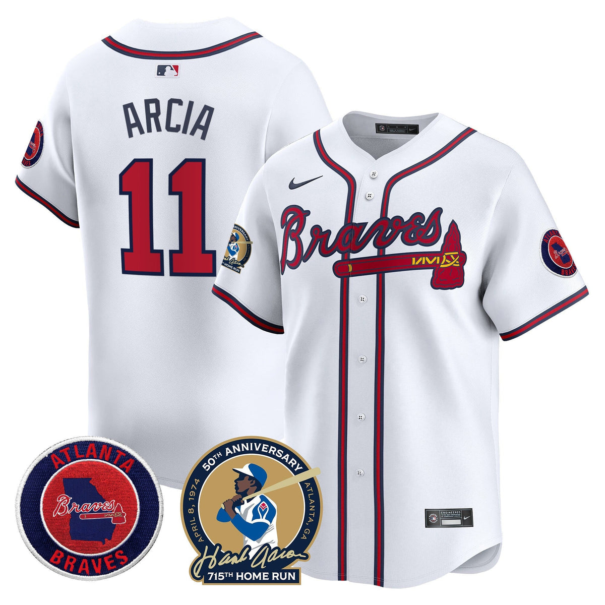 Men's Atlanta Braves Hank Aaron 715th Home Run Patch Vapor Premier Limited Jersey - All Stitched