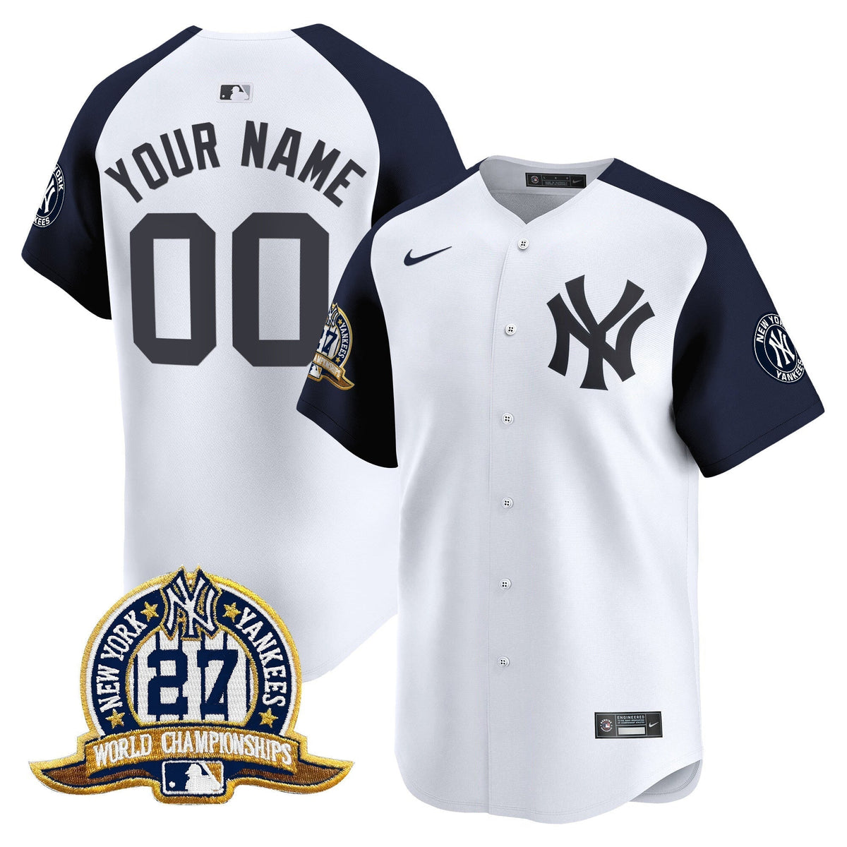 New York Yankees 27 Time Champions Patch Vapor Premier Limited Custom Jersey - All Stitched