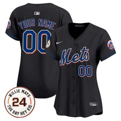 Mets Willie Mays Patch Vapor Premier Limited Custom Jersey - All Stitched