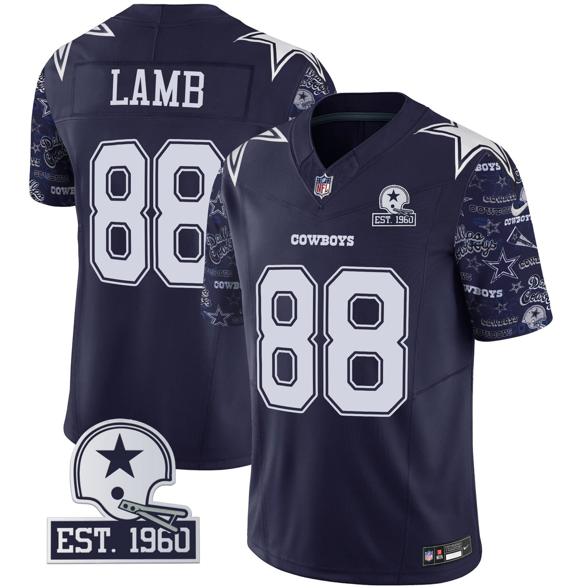 Men's Cowboys Pattern Style Vapor Limited Jersey - All Stitched