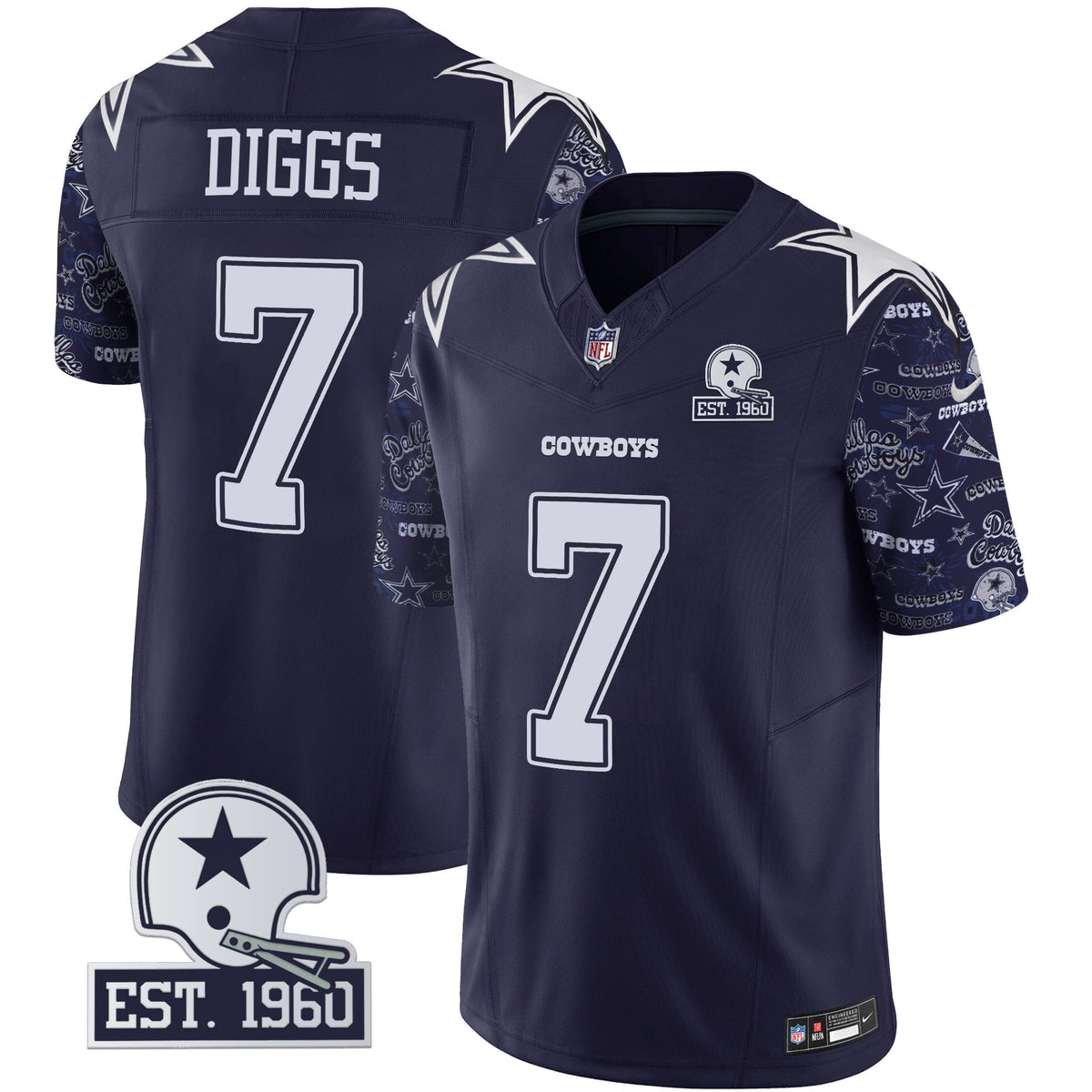 Men's Cowboys Pattern Style Vapor Limited Jersey - All Stitched