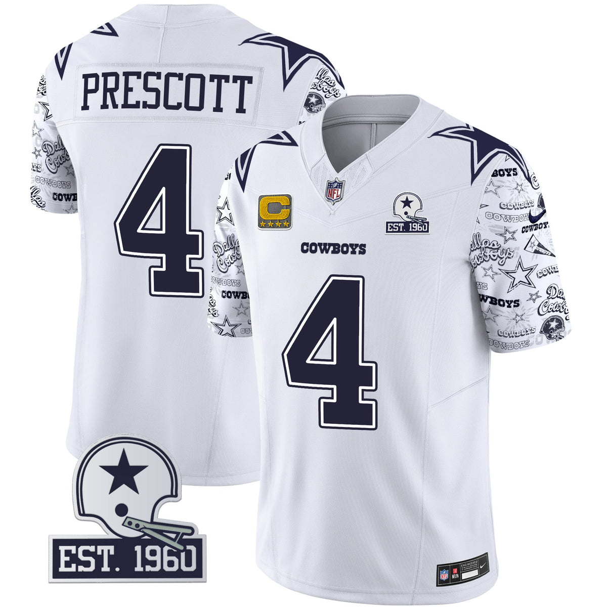 Men's Cowboys Pattern Style Vapor Limited Jersey - All Stitched