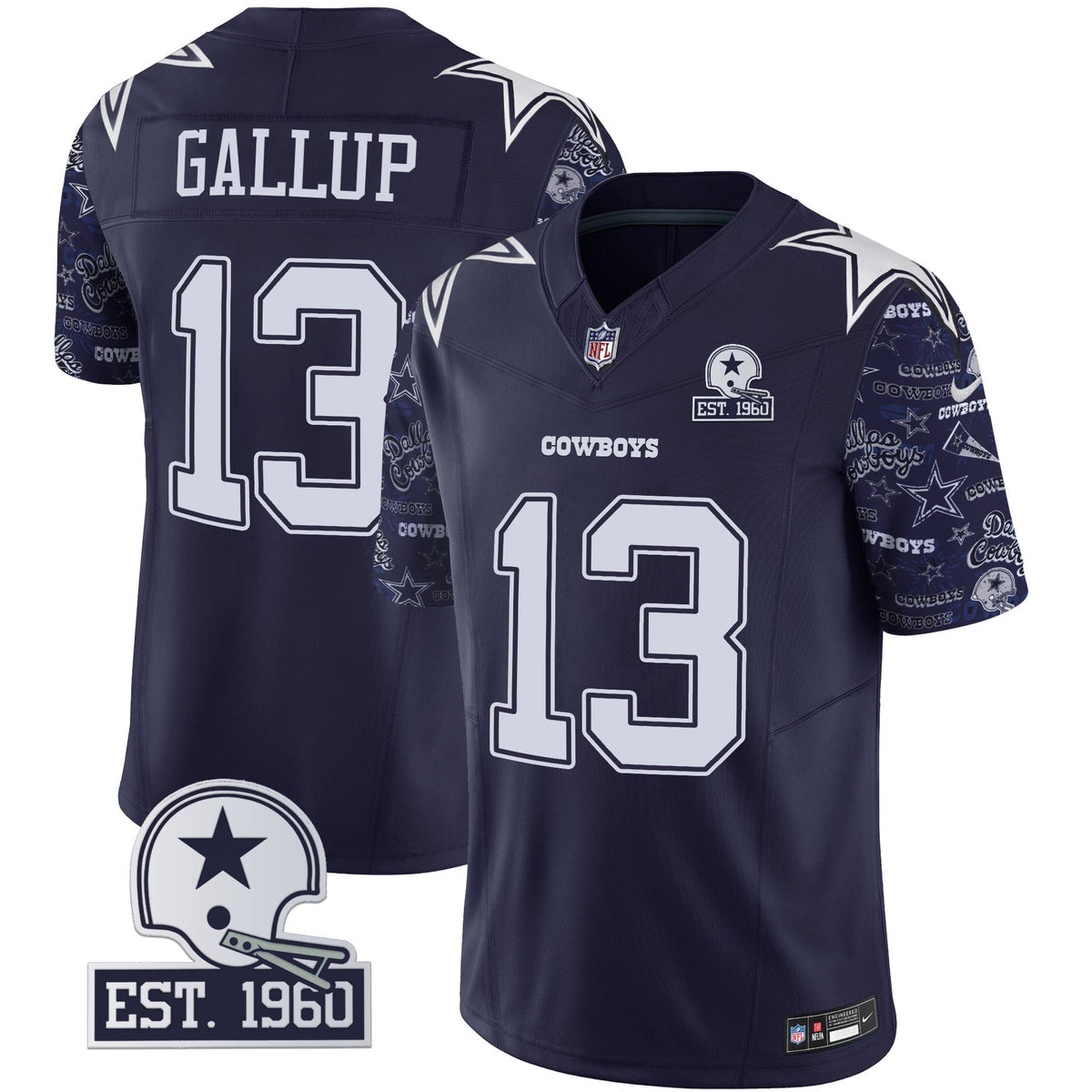 Men's Cowboys Pattern Style Vapor Limited Jersey - All Stitched