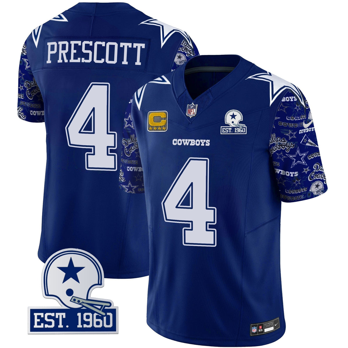 Men's Cowboys Pattern Style Vapor Limited Jersey - All Stitched
