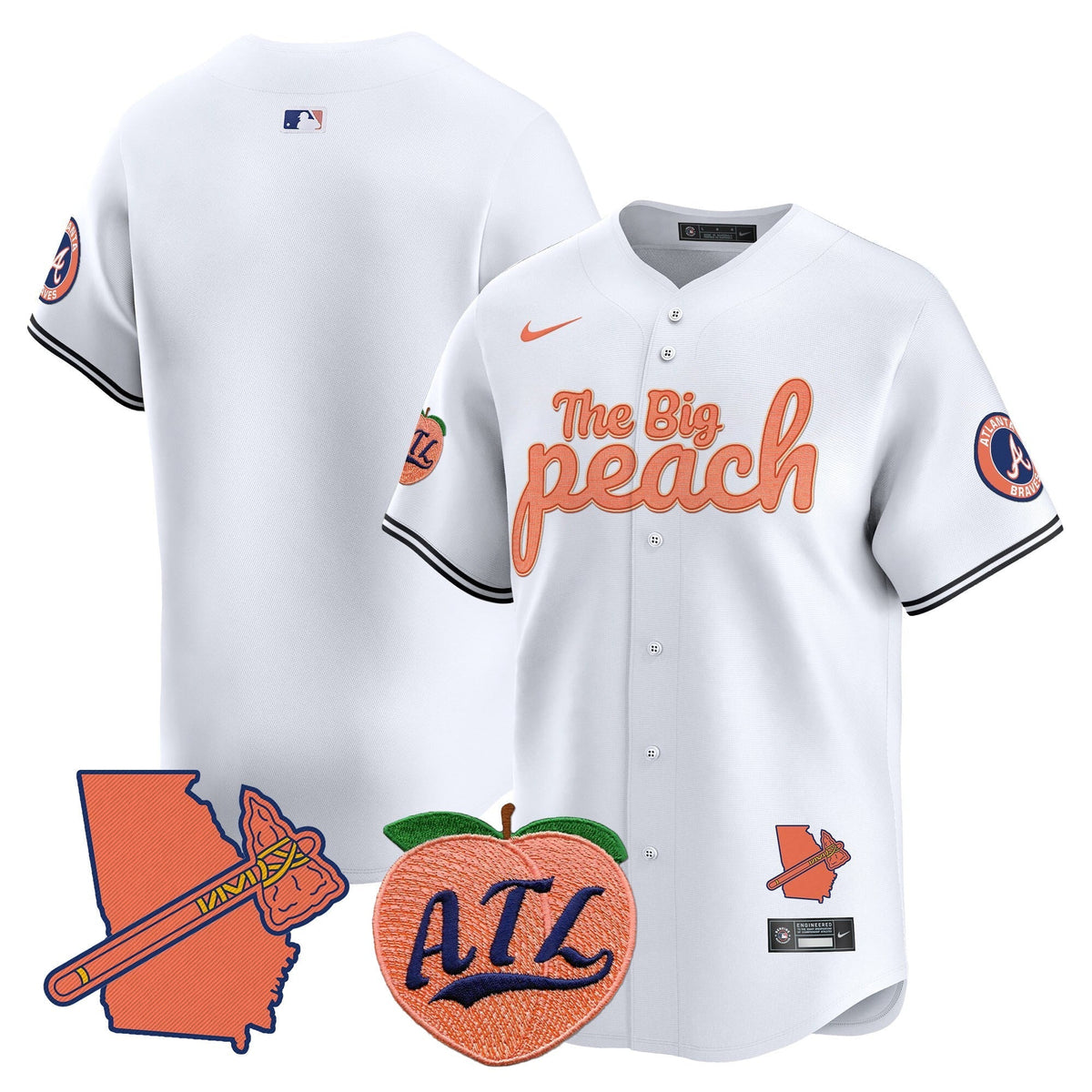  Atlanta Braves The Big Peach Vapor Premier Limited Jersey - All Stitched