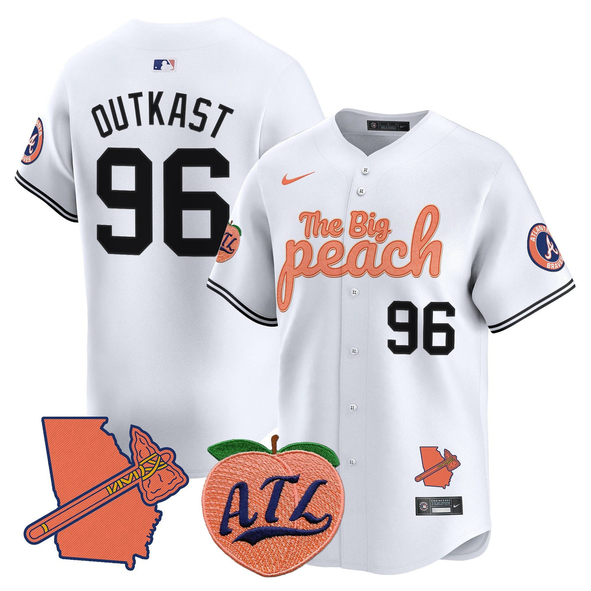  Atlanta Braves The Big Peach Vapor Premier Limited Jersey - All Stitched