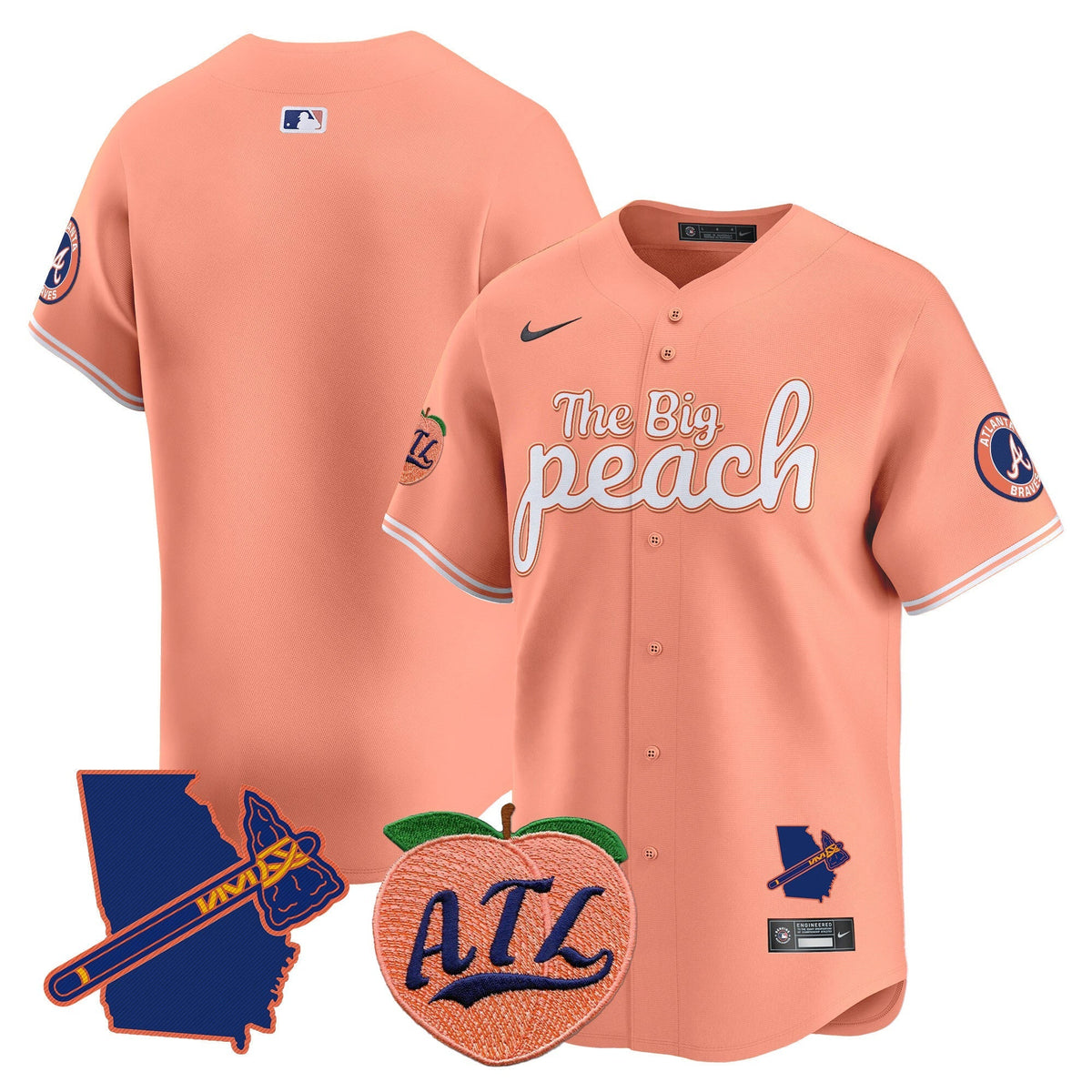  Atlanta Braves The Big Peach Vapor Premier Limited Jersey - All Stitched