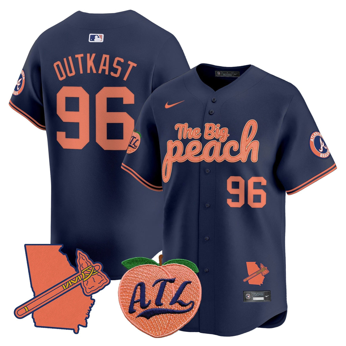  Atlanta Braves The Big Peach Vapor Premier Limited Jersey - All Stitched