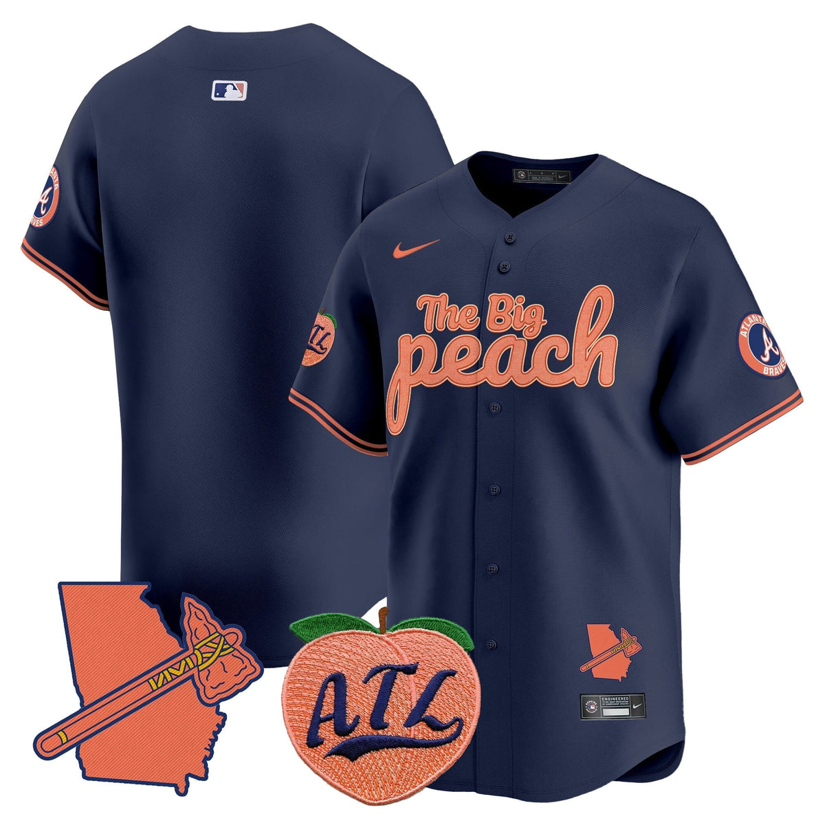  Atlanta Braves The Big Peach Vapor Premier Limited Jersey - All Stitched