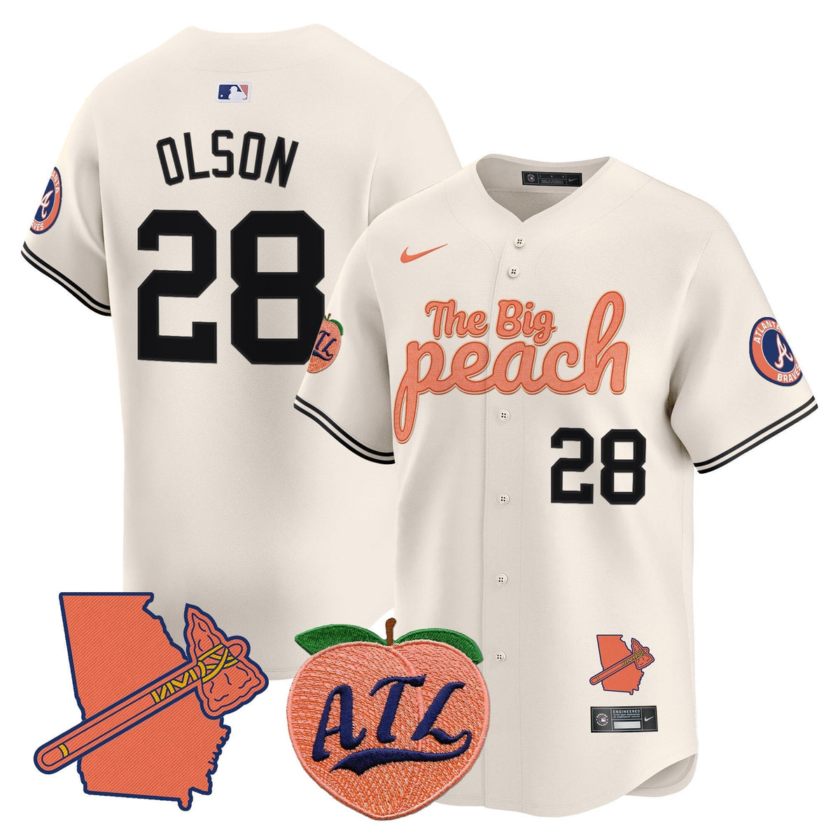  Atlanta Braves The Big Peach Vapor Premier Limited Jersey - All Stitched
