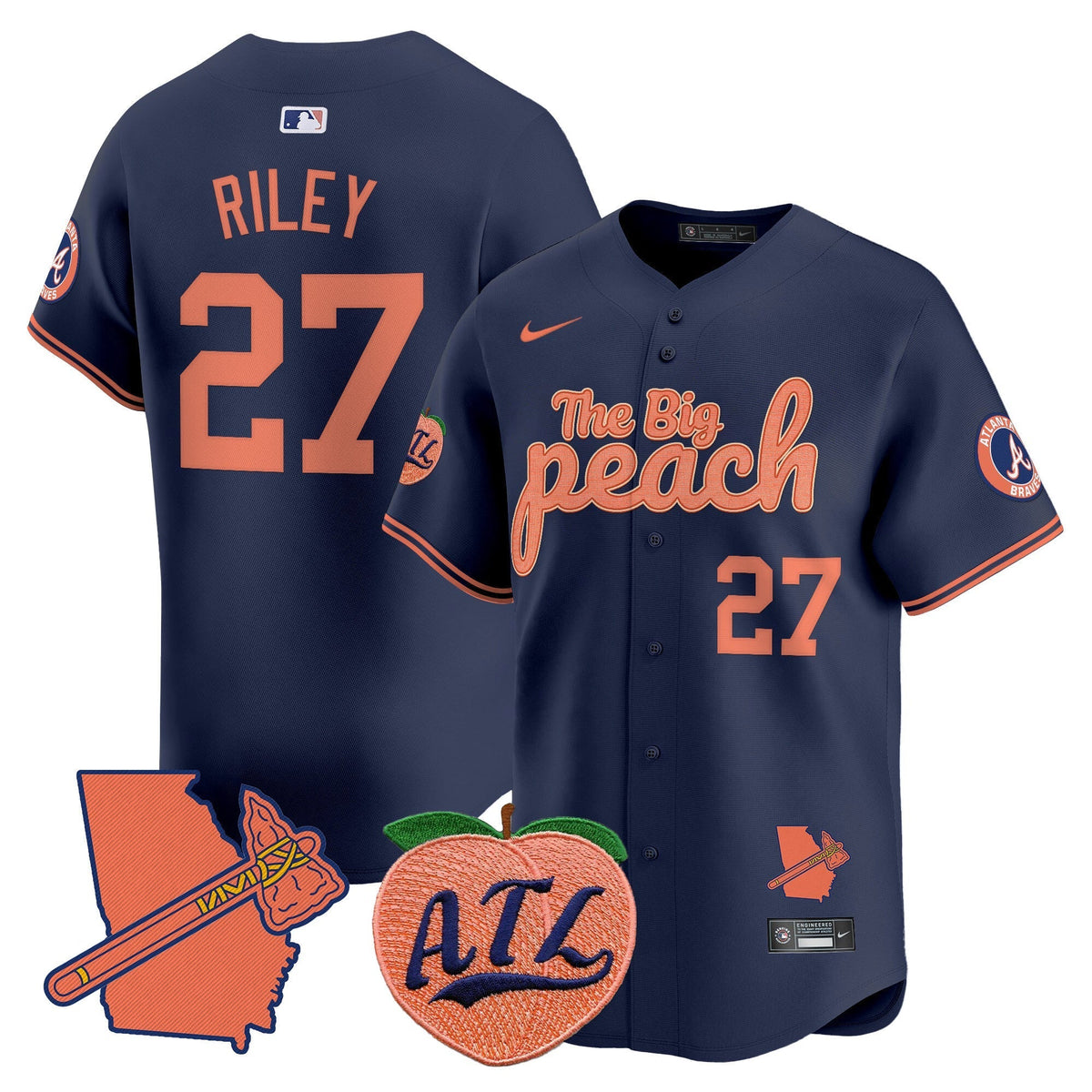  Atlanta Braves The Big Peach Vapor Premier Limited Jersey - All Stitched