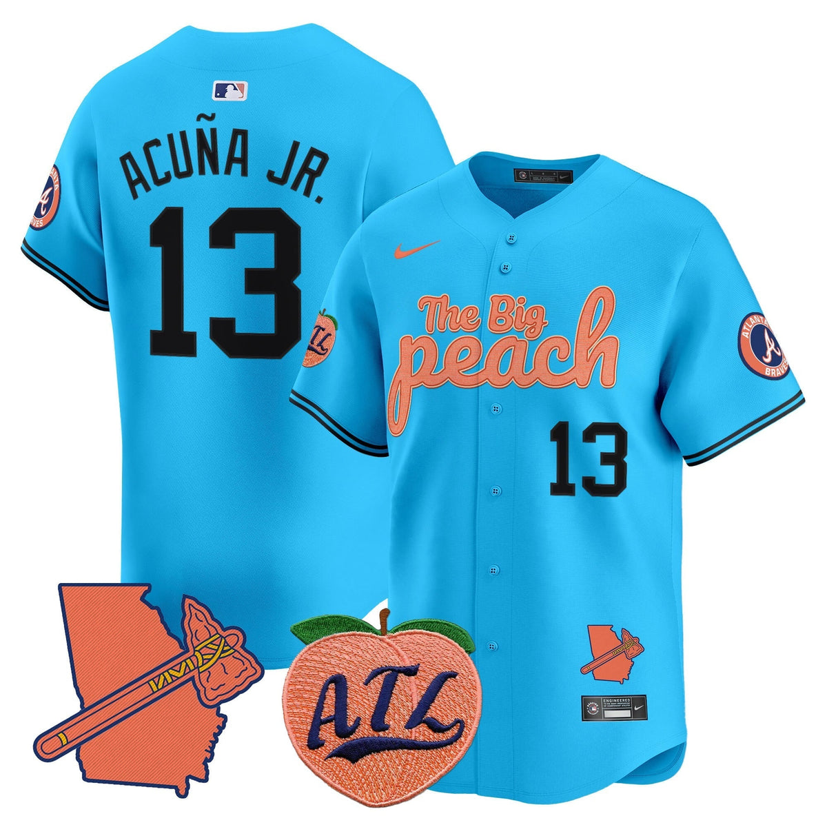  Atlanta Braves The Big Peach Vapor Premier Limited Jersey - All Stitched