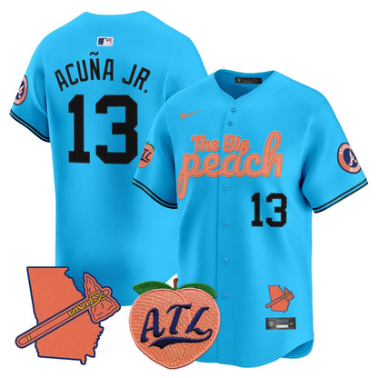  Atlanta Braves The Big Peach Vapor Premier Limited Jersey - All Stitched