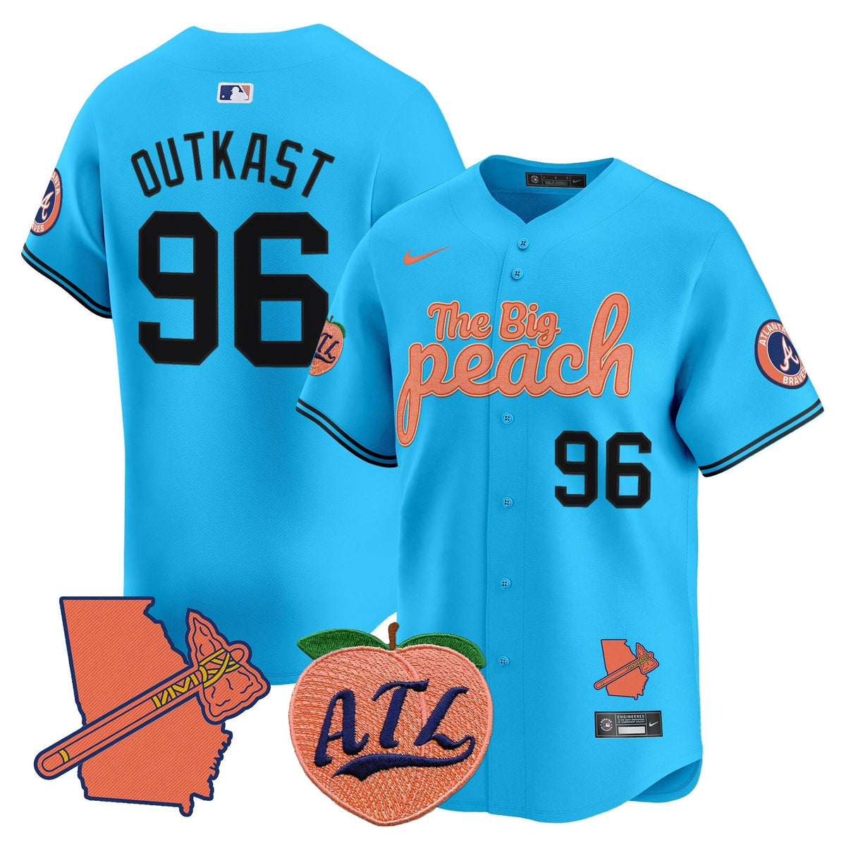  Atlanta Braves The Big Peach Vapor Premier Limited Jersey - All Stitched