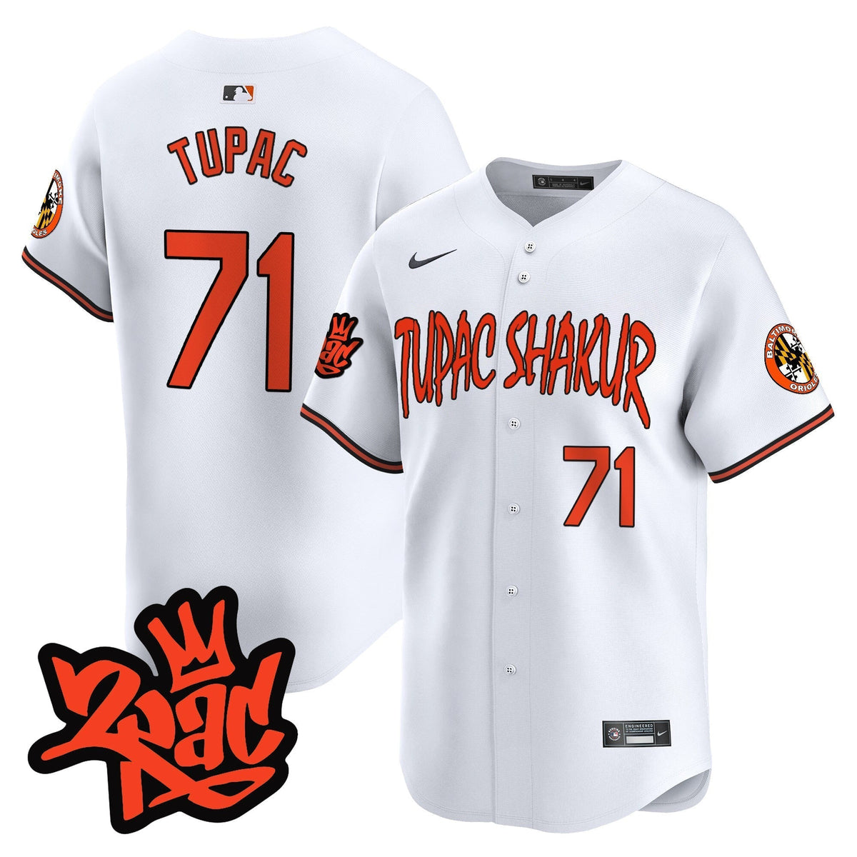 Men’s Baltimore Orioles Tupac Shakur Vapor Premier Limited Jersey - All Stitched