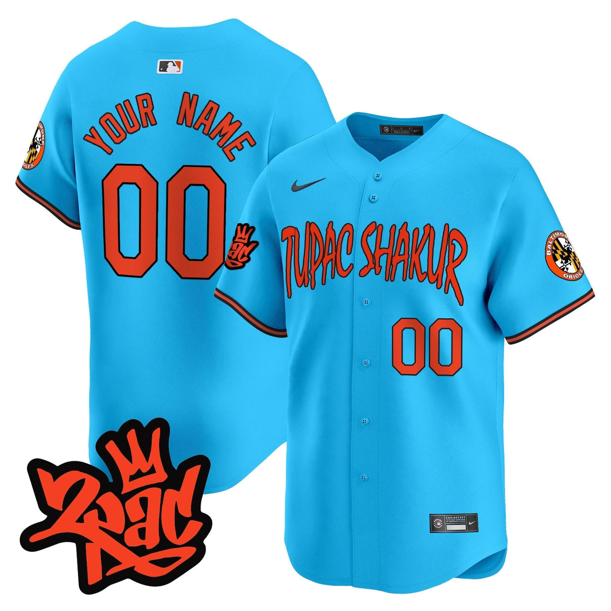 Baltimore Orioles Tupac Shakur Vapor Premier Limited Custom Jersey - All Stitched