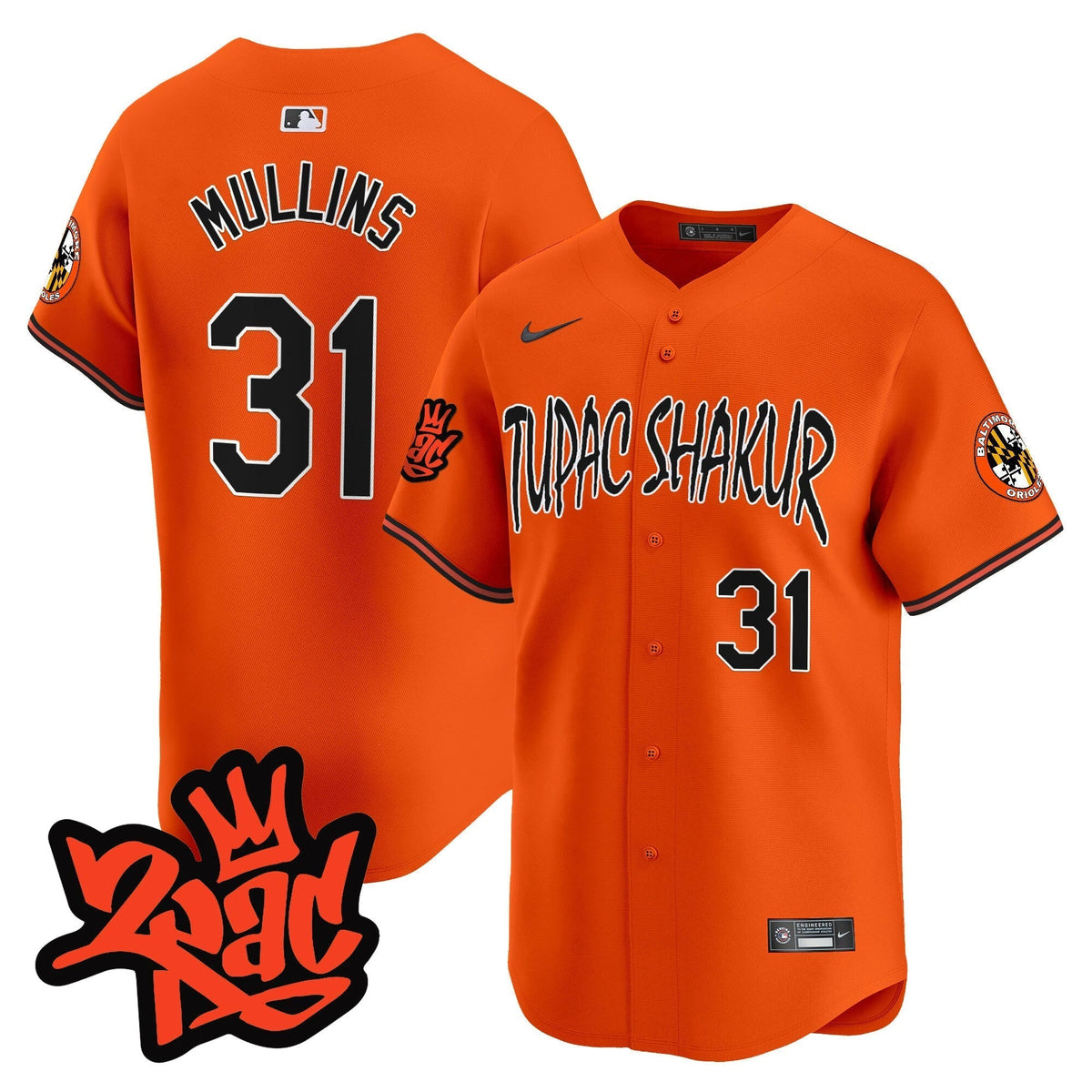 Men’s Baltimore Orioles Tupac Shakur Vapor Premier Limited Jersey - All Stitched