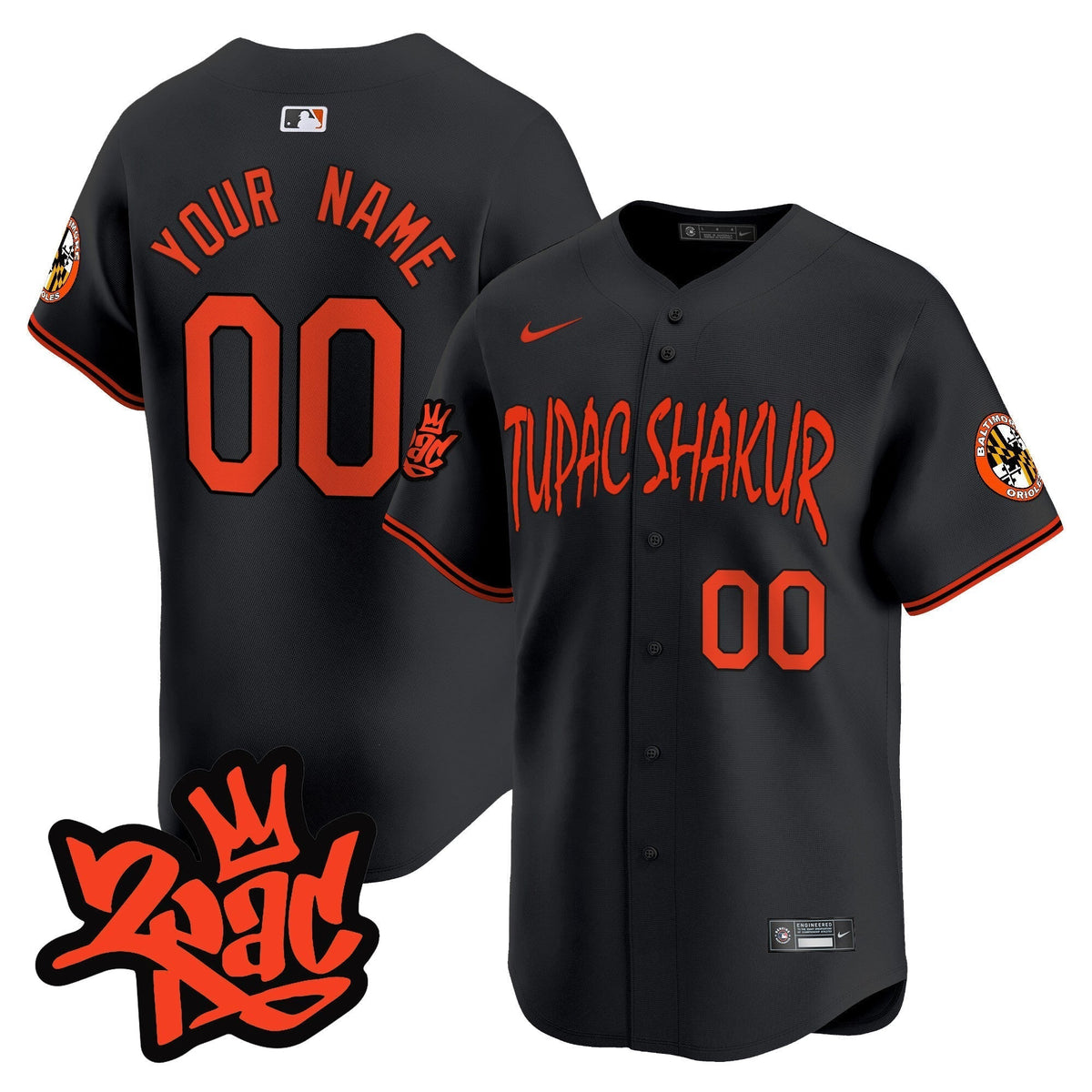 Baltimore Orioles Tupac Shakur Vapor Premier Limited Custom Jersey - All Stitched