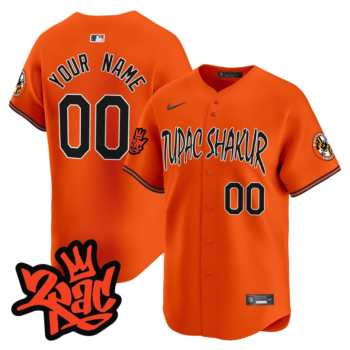 Baltimore Orioles Tupac Shakur Vapor Premier Limited Custom Jersey - All Stitched