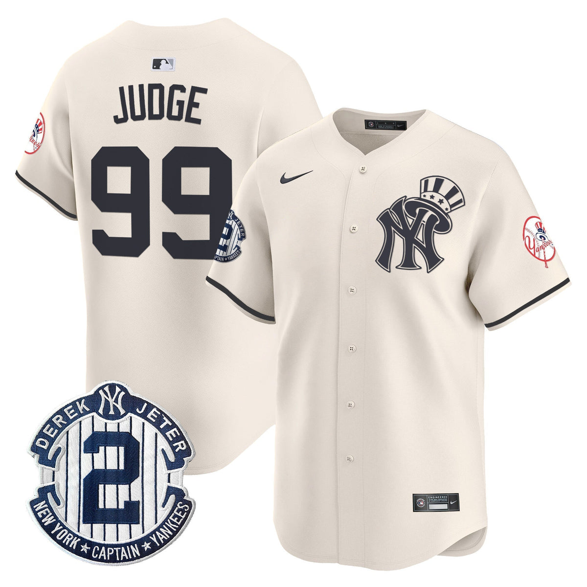 Men's New York Yankees Derek Jeter Patch Vapor Premier Limited Jersey V2 - All Stitched