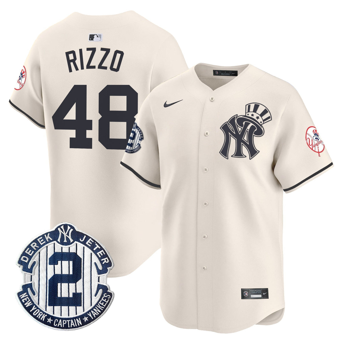 Men's New York Yankees Derek Jeter Patch Vapor Premier Limited Jersey V2 - All Stitched