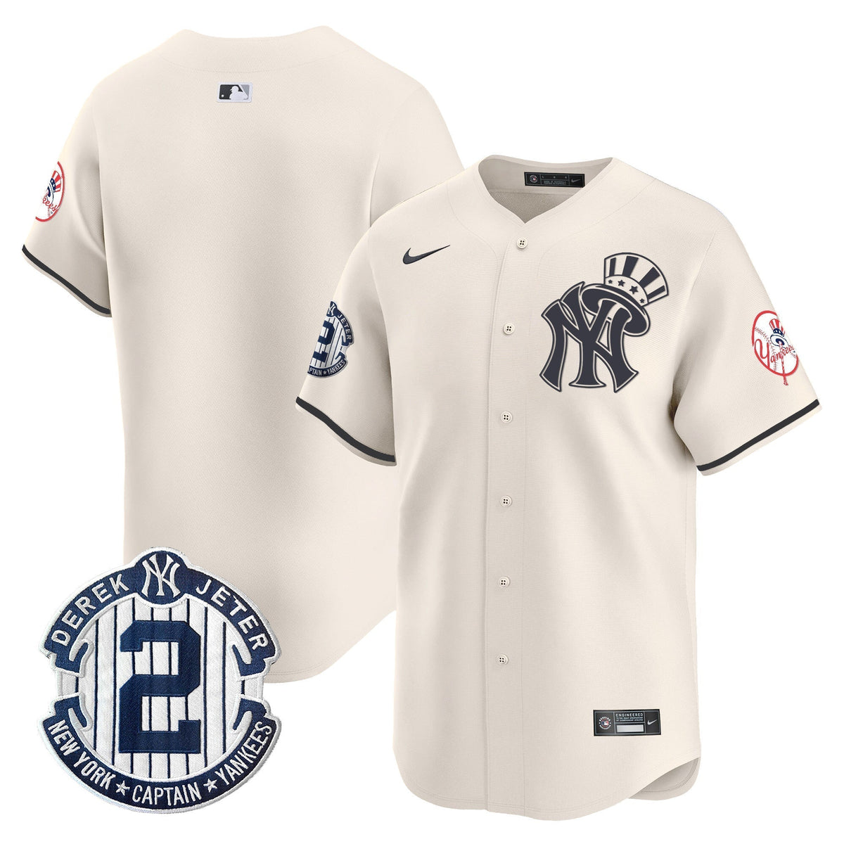 Men's New York Yankees Derek Jeter Patch Vapor Premier Limited Jersey V2 - All Stitched
