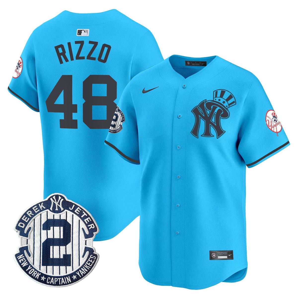 Men's New York Yankees Derek Jeter Patch Vapor Premier Limited Jersey V2 - All Stitched
