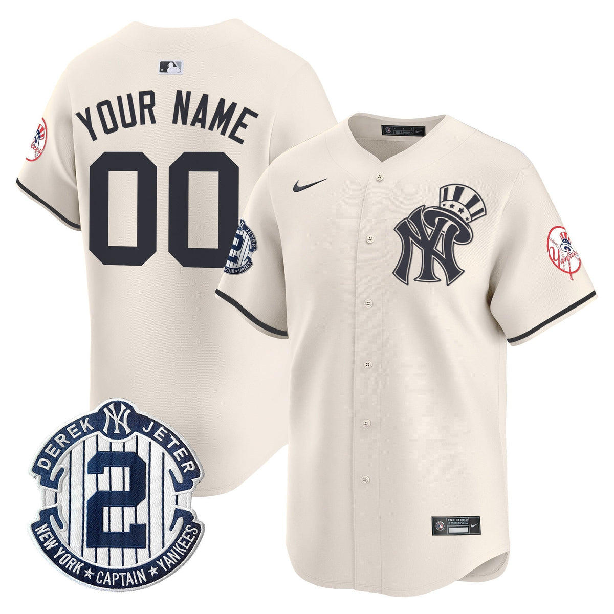 New York Yankees Derek Jeter Patch Vapor Premier Limited Custom Jersey V2 - All Stitched