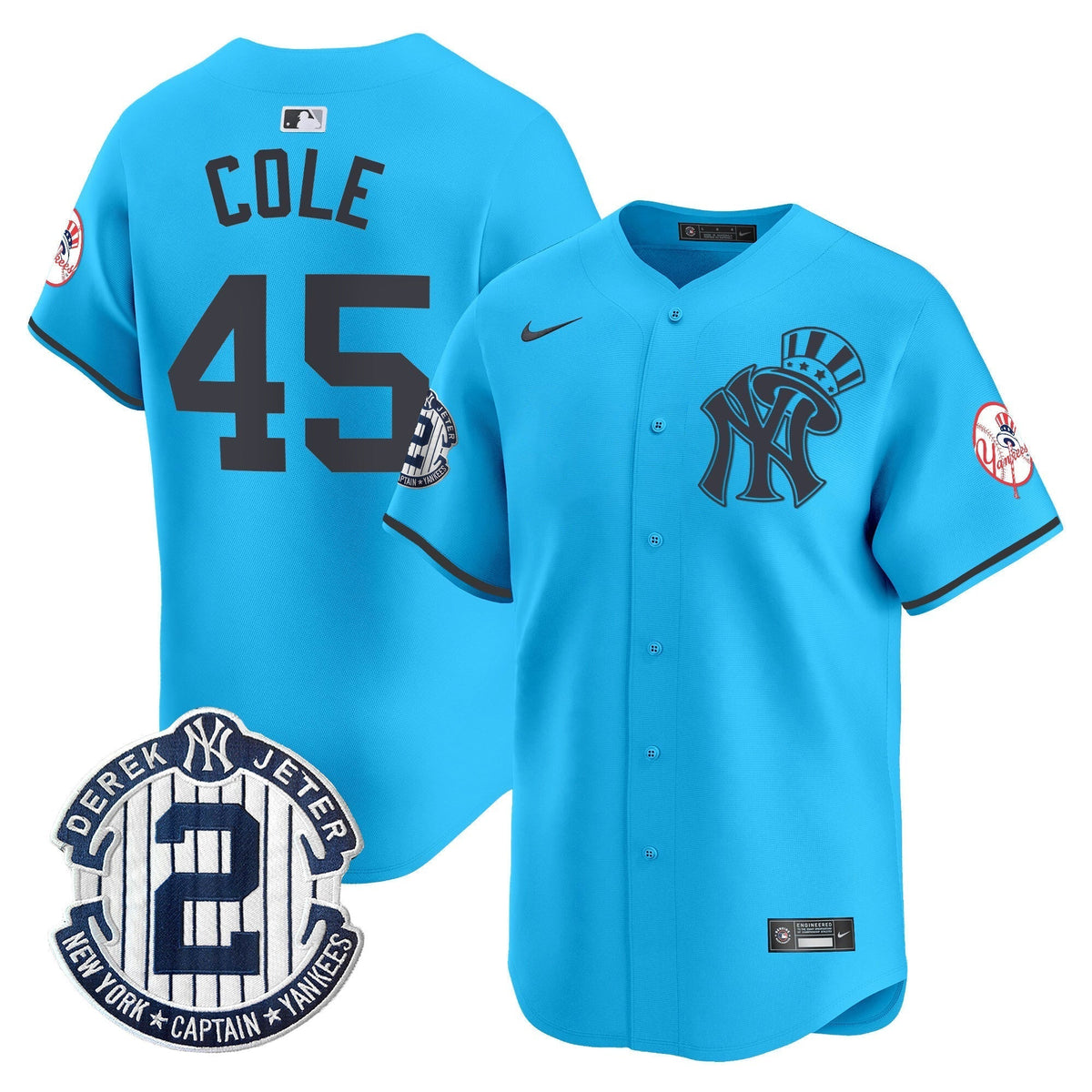 Men's New York Yankees Derek Jeter Patch Vapor Premier Limited Jersey V2 - All Stitched