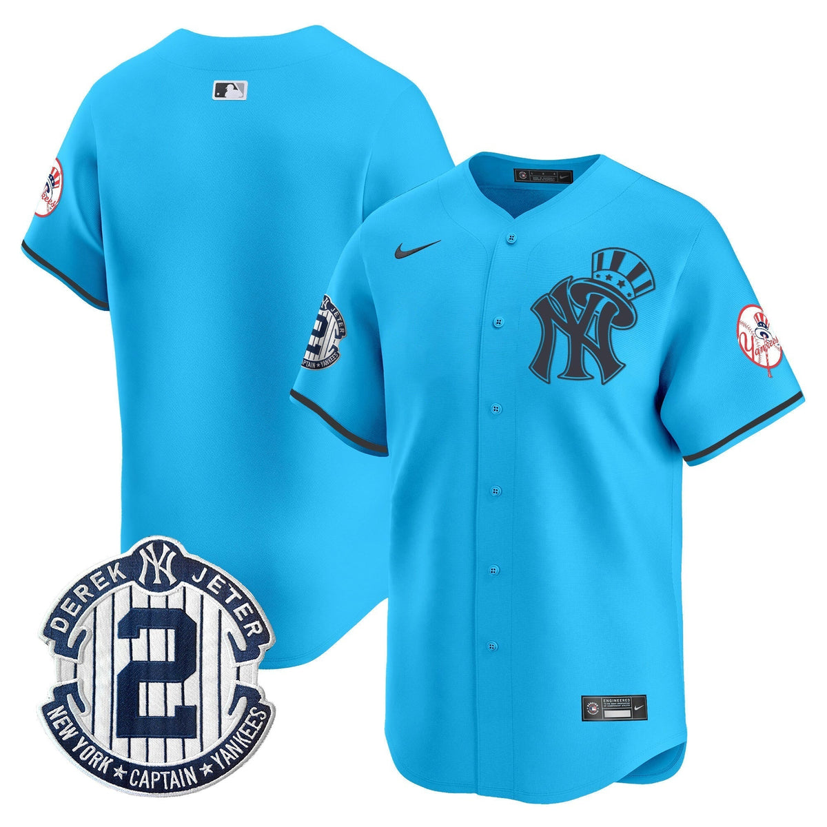 Men's New York Yankees Derek Jeter Patch Vapor Premier Limited Jersey V2 - All Stitched