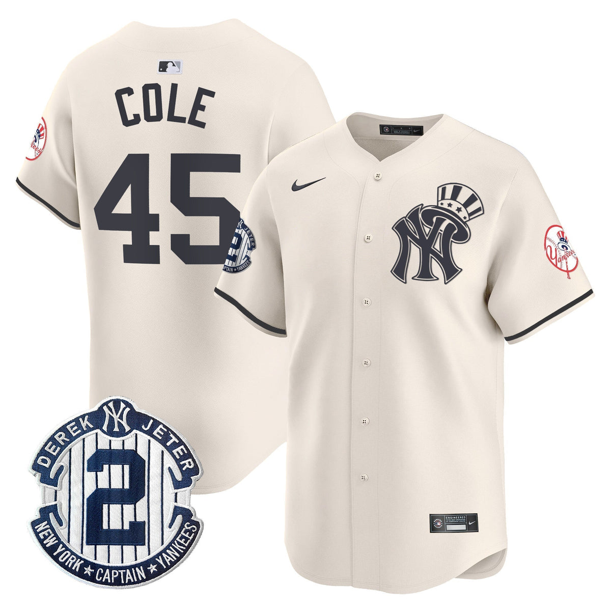 Men's New York Yankees Derek Jeter Patch Vapor Premier Limited Jersey V2 - All Stitched