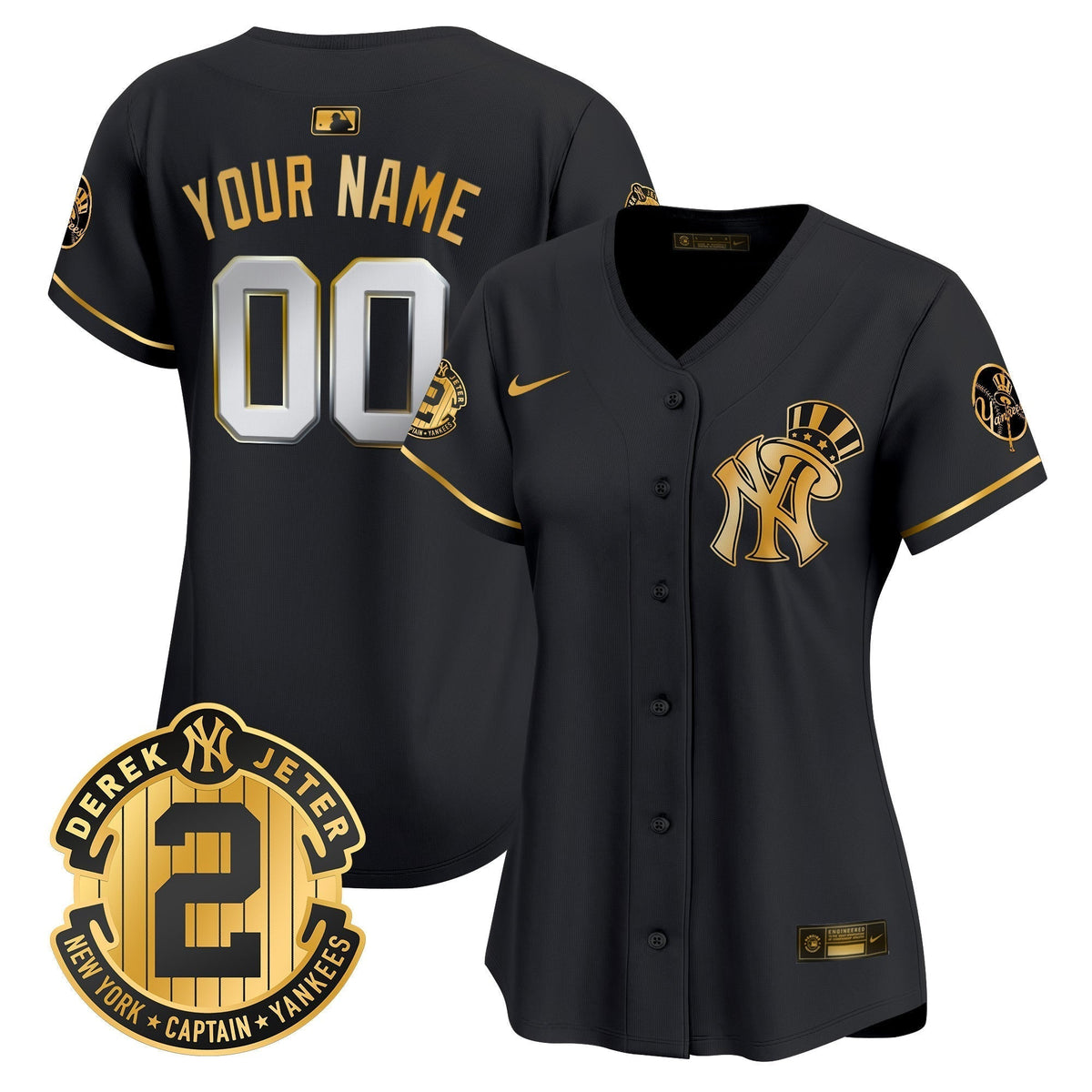 New York Yankees Derek Jeter Patch Vapor Premier Limited Custom Jersey V2 - All Stitched
