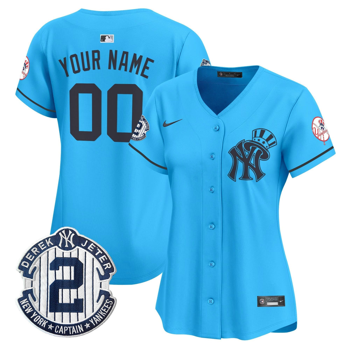 New York Yankees Derek Jeter Patch Vapor Premier Limited Custom Jersey V2 - All Stitched
