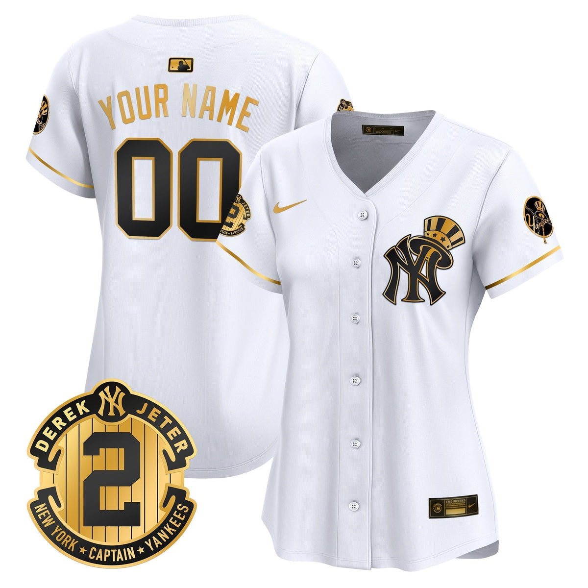 New York Yankees Derek Jeter Patch Vapor Premier Limited Custom Jersey V2 - All Stitched