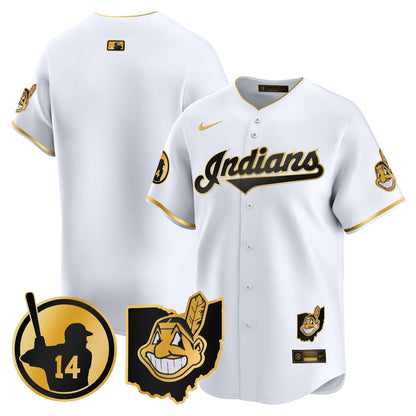 Men's Cleveland Indians Larry Doby Patch Vapor Premier Limited Jersey - All Stitched