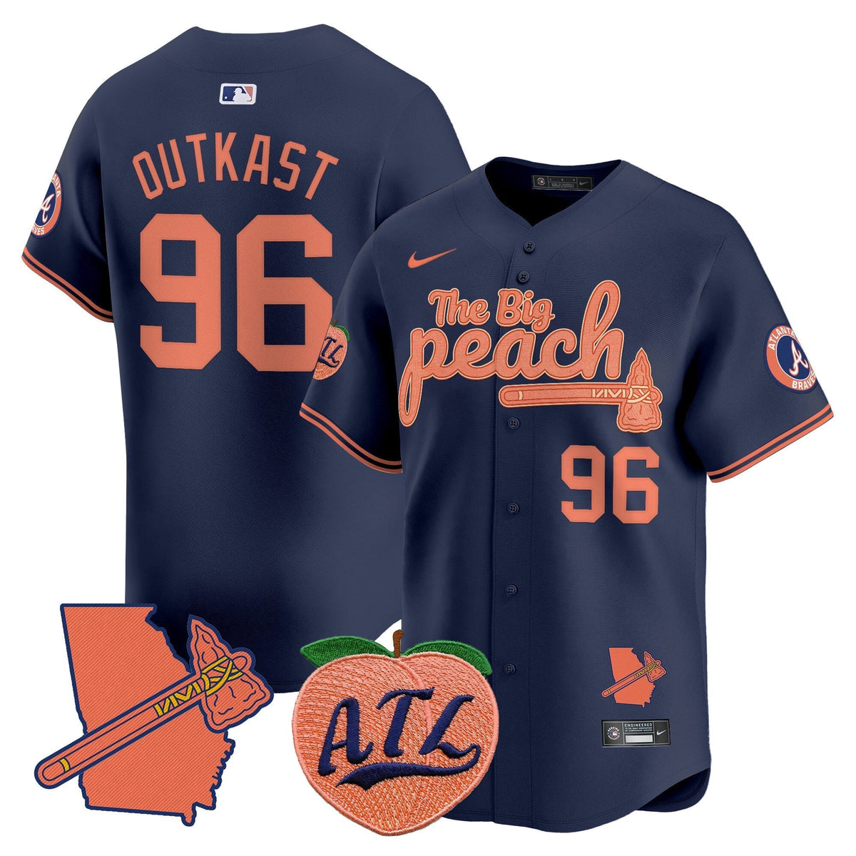 Men's Atlanta Braves The Big Peach Vapor Premier Limited Jersey V2 - All Stitched