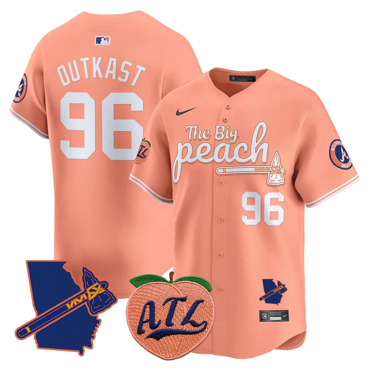 Men's Atlanta Braves The Big Peach Vapor Premier Limited Jersey V2 - All Stitched