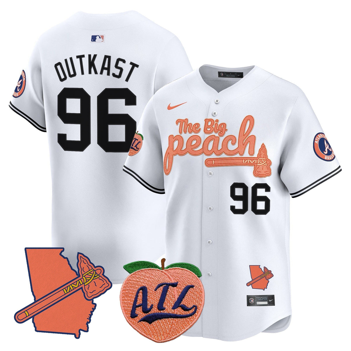 Men's Atlanta Braves The Big Peach Vapor Premier Limited Jersey V2 - All Stitched