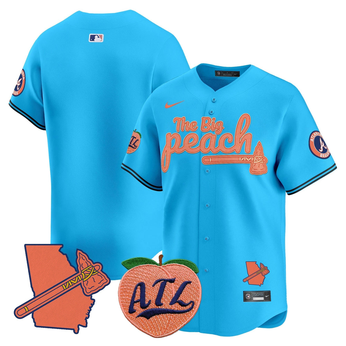 Men's Atlanta Braves The Big Peach Vapor Premier Limited Jersey V2 - All Stitched