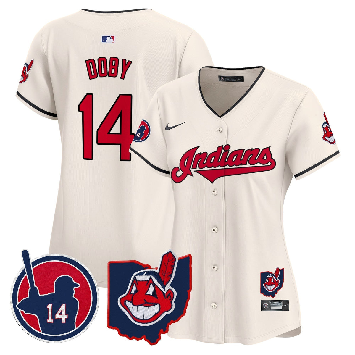 Women's Cleveland Indians Larry Doby Patch Vapor Premier Limited Jersey - All Stitched