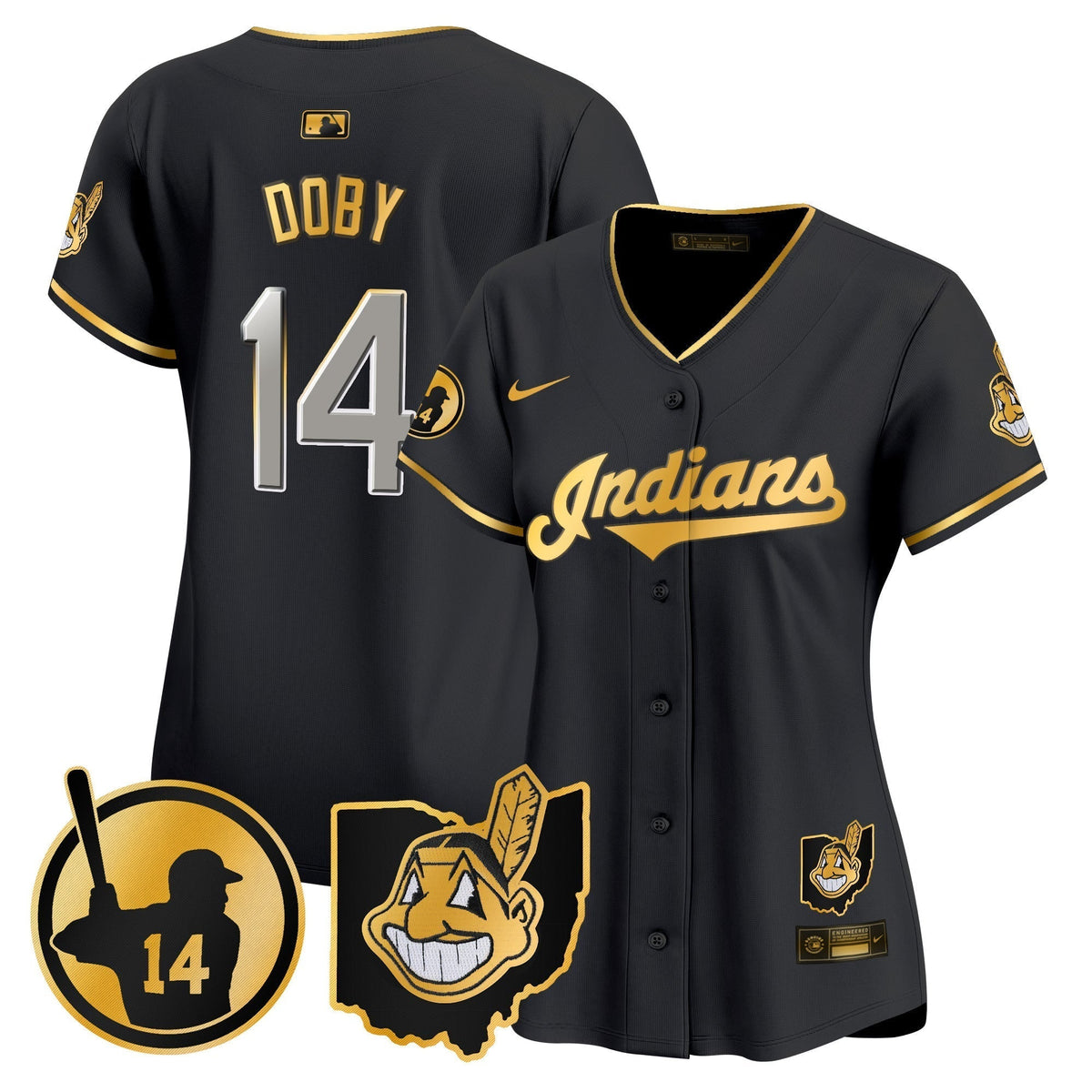 Women's Cleveland Indians Larry Doby Patch Vapor Premier Limited Jersey - All Stitched