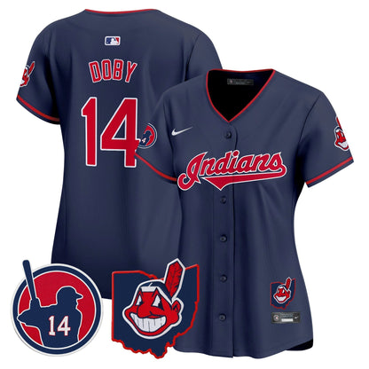 Women's Cleveland Indians Larry Doby Patch Vapor Premier Limited Jersey - All Stitched