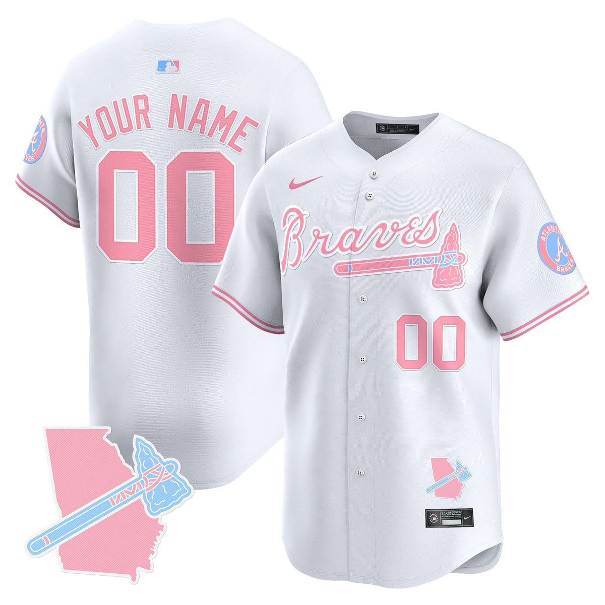Atlanta Braves Bubblegum Pink Vapor Premier Limited Custom Jersey - All Stitched