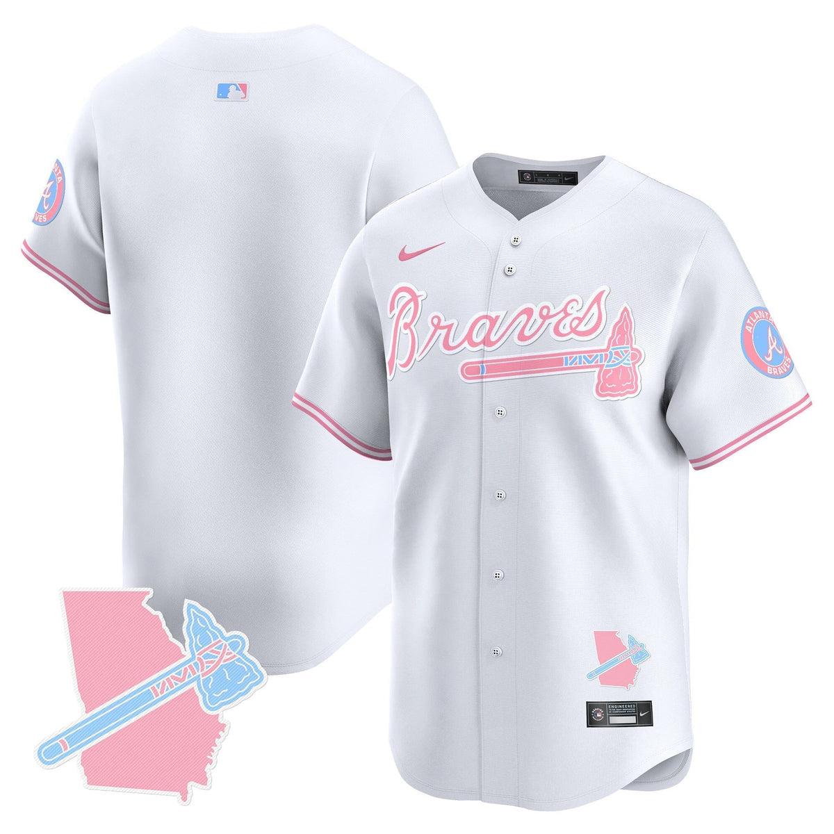 Unisex Atlanta Braves Bubblegum Pink Vapor Premier Limited Jersey - All Stitched