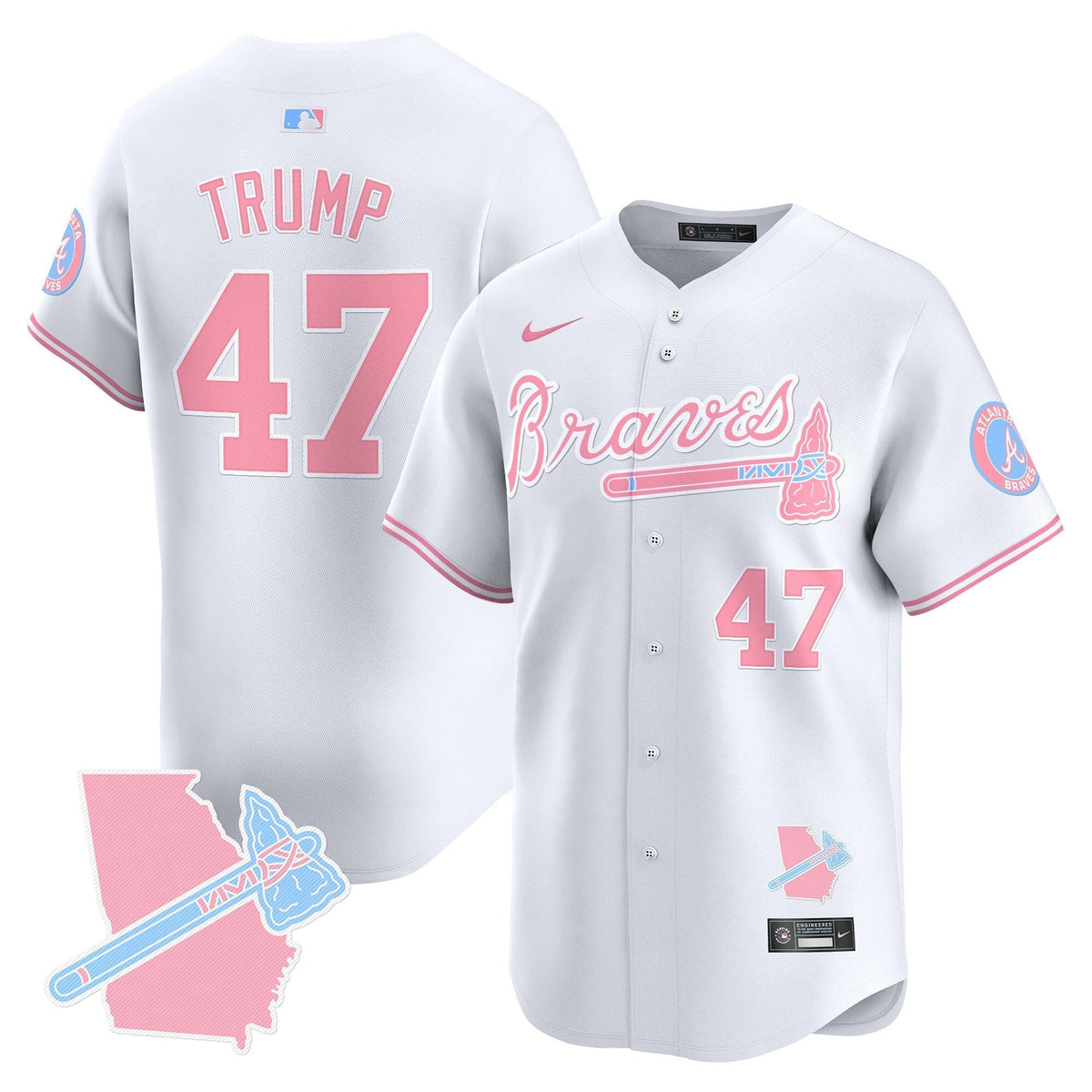 Unisex Atlanta Braves Bubblegum Pink Vapor Premier Limited Jersey - All Stitched