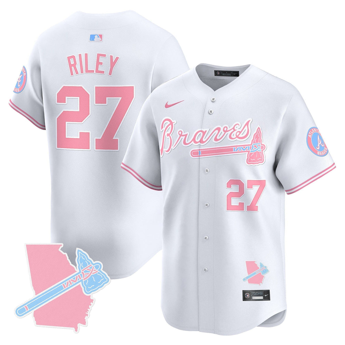 Unisex Atlanta Braves Bubblegum Pink Vapor Premier Limited Jersey - All Stitched